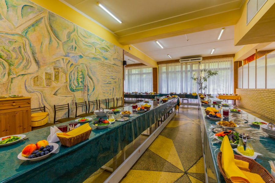 Обеденный зал в санатории Лесная Поляна в городе Пятигорске - фотография