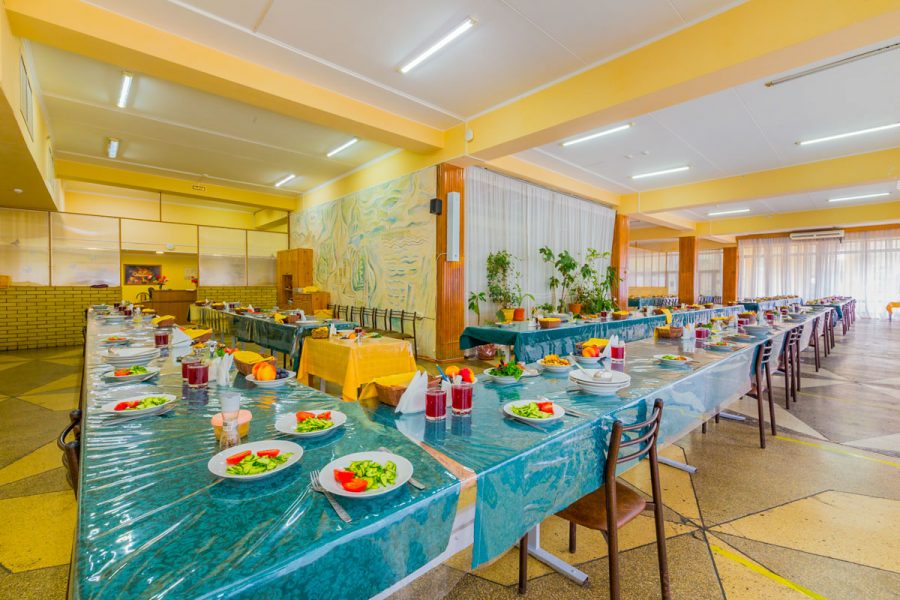 Обеденный зал в санатории Лесная Поляна в городе Пятигорске - фотография