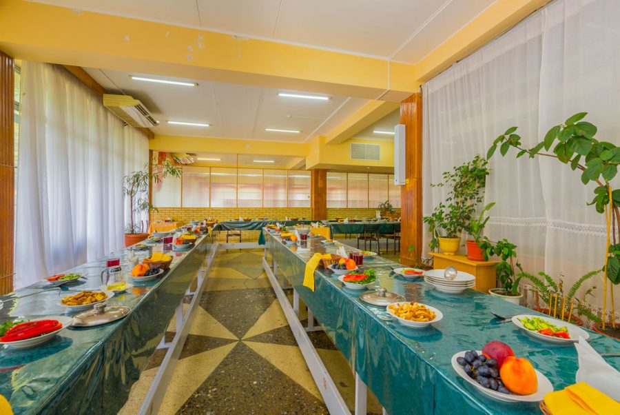 Обеденный зал в санатории Лесная Поляна в городе Пятигорске - фотография