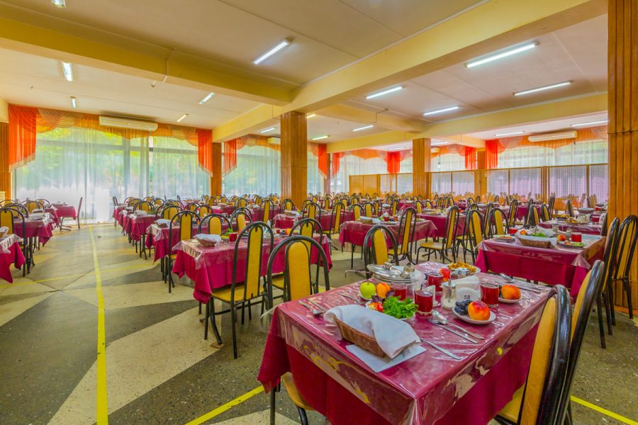 Обеденный зал в санатории Лесная Поляна в городе Пятигорске - фотография