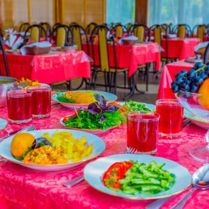 Обеденный зал в санатории Лесная Поляна в городе Пятигорске - фотография